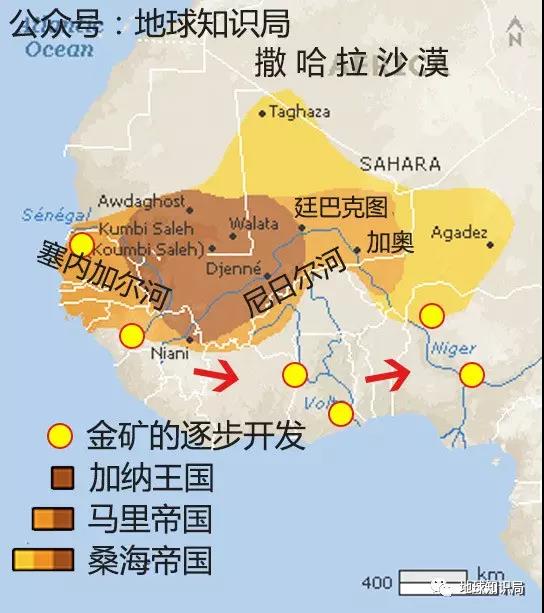 加纳,马里,桑海三大国 三国的核心区在逐步东移 可能因为,他们所依赖