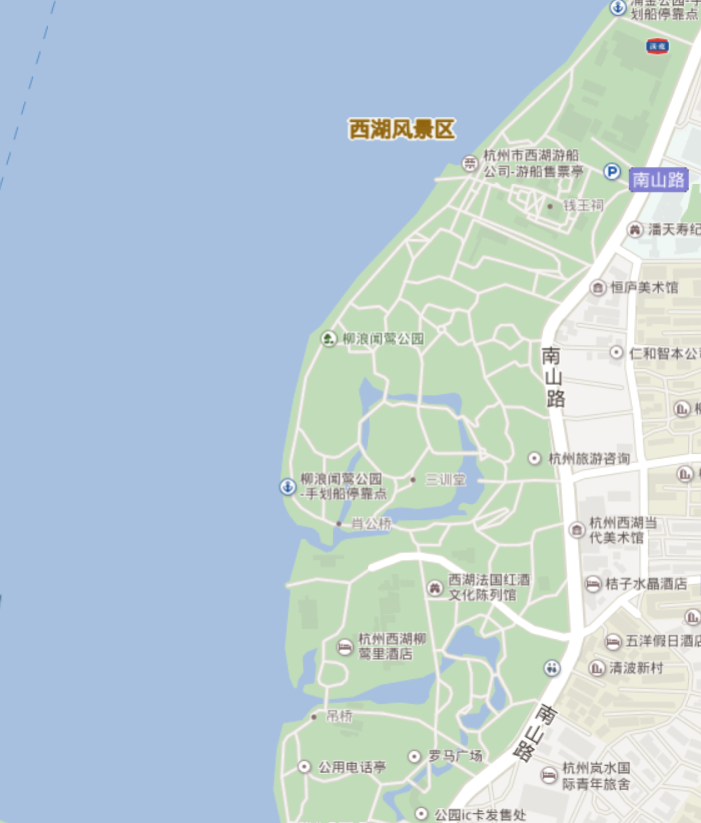 柳浪闻莺公园乘4路到虎跑公园.