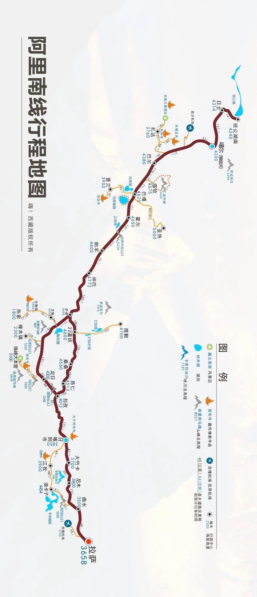 阿里经典线路行程图 阿里南线——一路向西,深度之旅