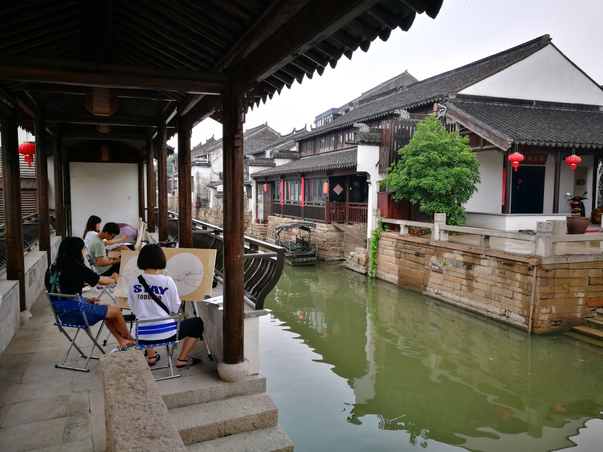 雨中甪直古镇