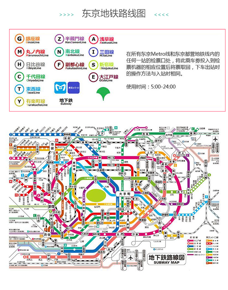 日本东京地铁卡123日交通卡系统出票多柜台可选自取244872小时周游券