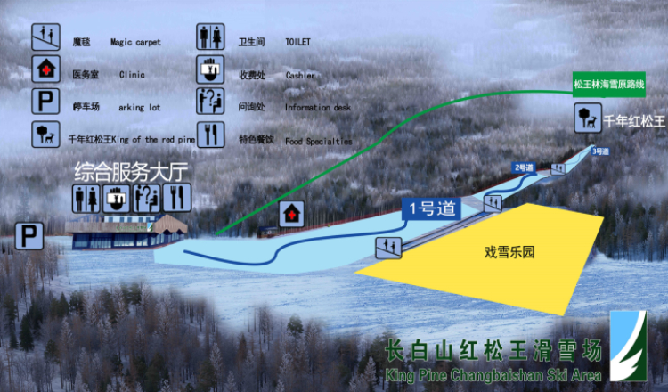 长白山冬季滑雪 红松王滑雪场1日滑雪票(畅滑冰雪王国