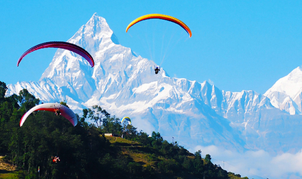 尼泊尔博卡拉滑翔伞体验可订急单i可选萨朗阔特观日出可选空中照相