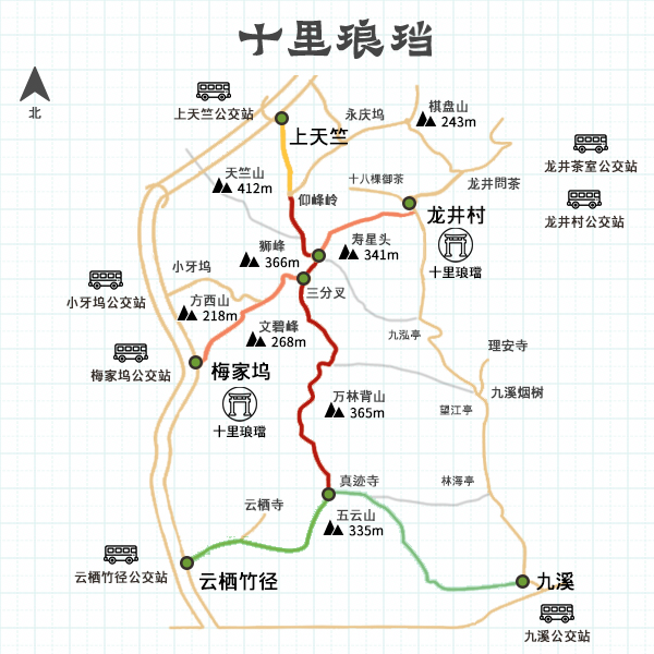 穿过竹林和茶园,远眺西湖,钱塘江-我在古道十里琅璫