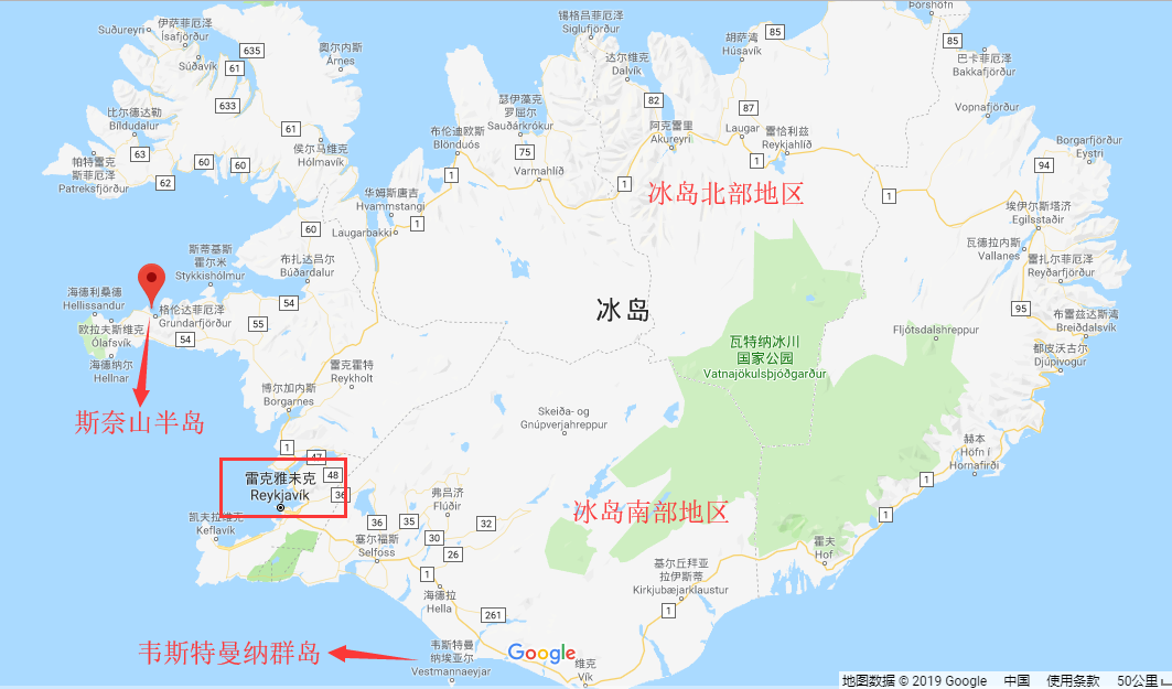 冰岛地图  图片来源:谷歌地图