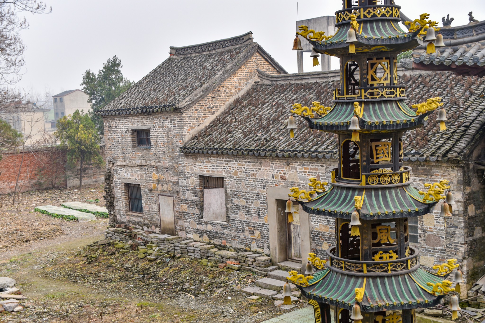 寿县古城-3 报恩禅寺 九级佛塔遗址(古塔巡礼系列之185)千年银杏 泥塑