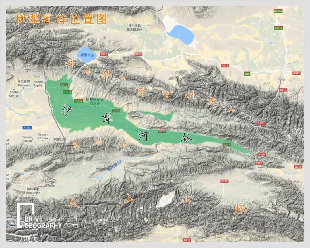 伊犁河谷位置,@《中国自驾地理》