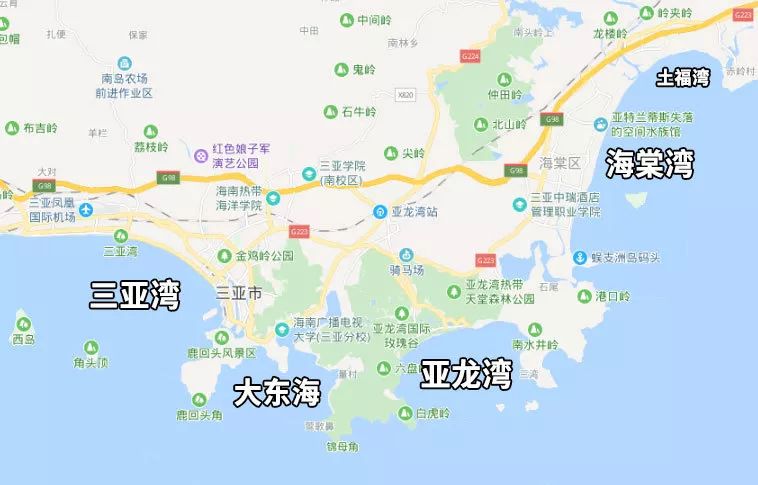 海棠湾以东还有清水湾,香水湾等海湾也分布着一些酒店,不过由于距离市