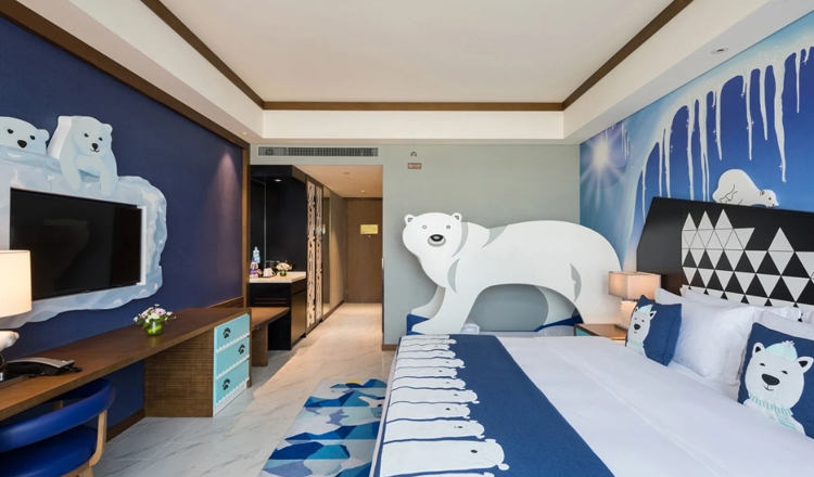 郑州银基冰雪酒店2天1晚高级房双床房爱斯基摩房北极熊豪华家庭房可选