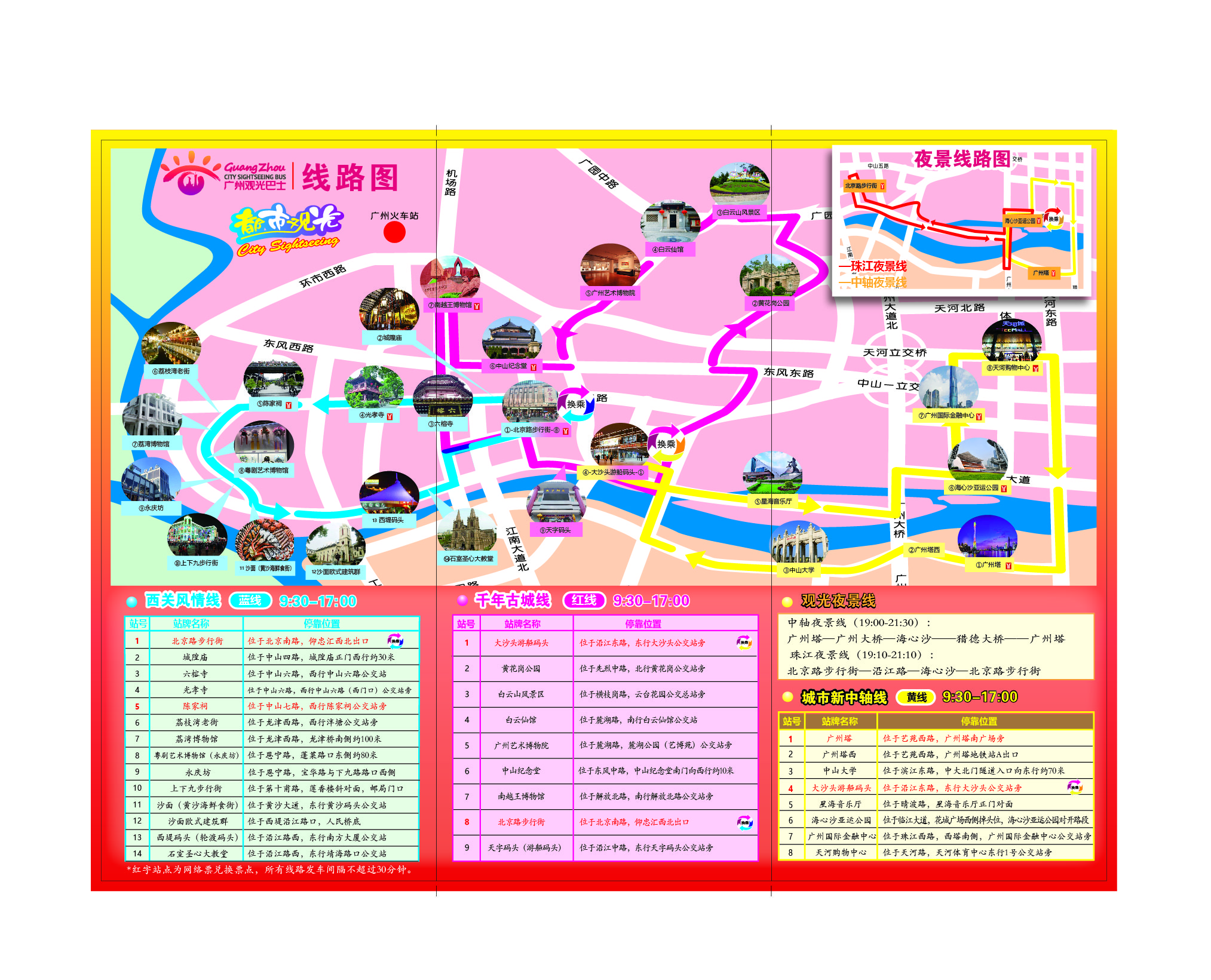 广州双层都市观光巴士票无需取票直接上车24小时不限次乘坐免费语音