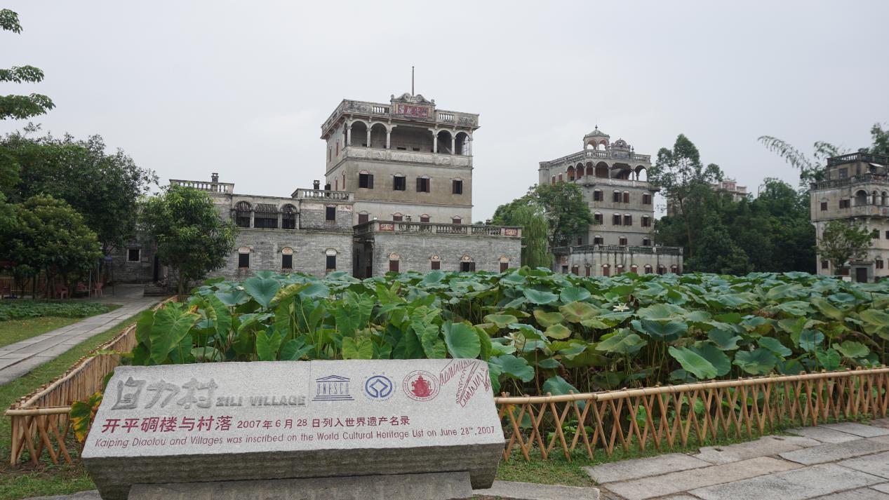 散落在乡村水田,荷塘的侨乡建筑,开平碉楼,开平旅游