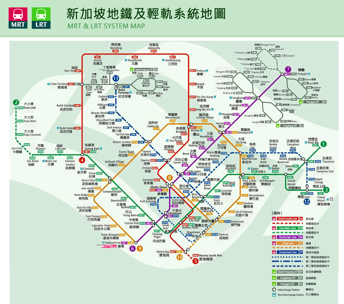 新加坡地铁换乘问题线路之间的换乘问题