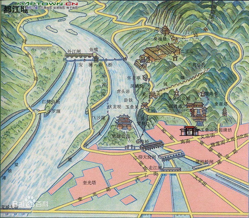 都江堰景区地图/图片来源于网络
