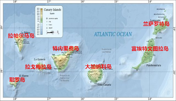 加那利群岛地图位置图片