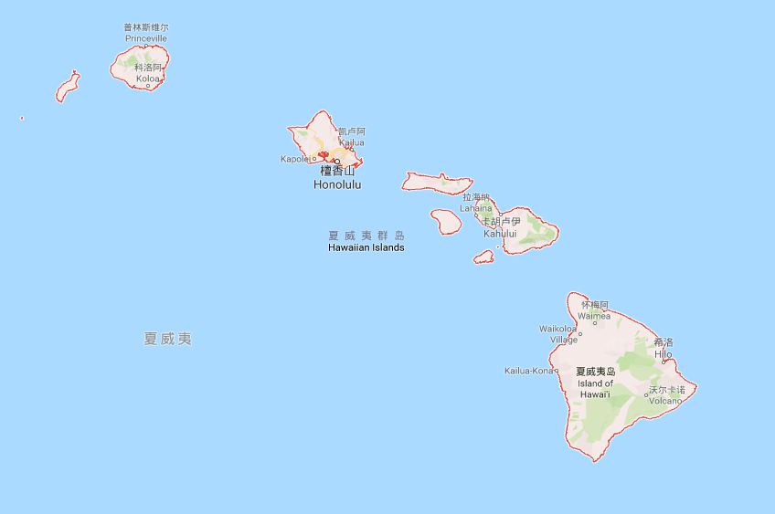              夏威夷地理位置图