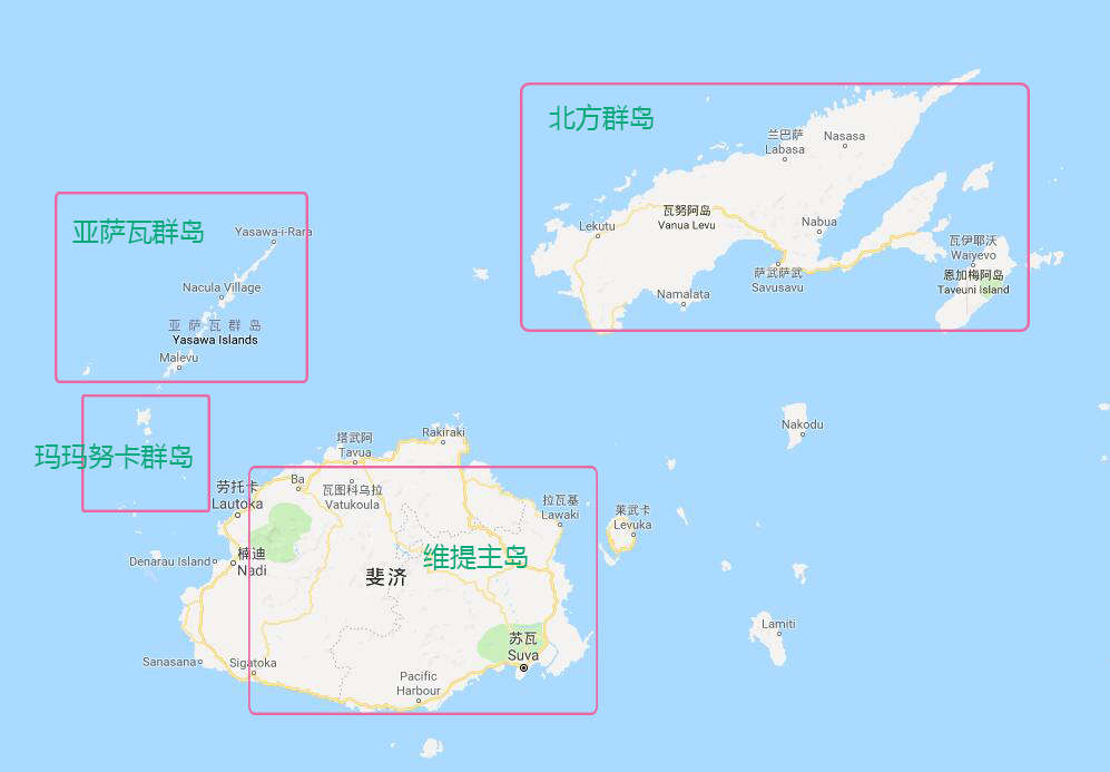 斐济行政区划图图片