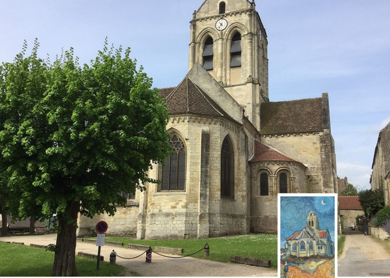 梵高还以奥维尔教堂为原型教堂创作出最著名的画作之一《教堂》,其