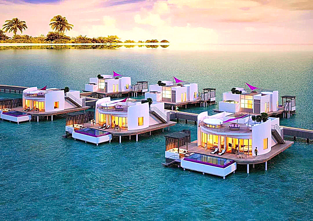          北环礁丽世岛的水上别墅