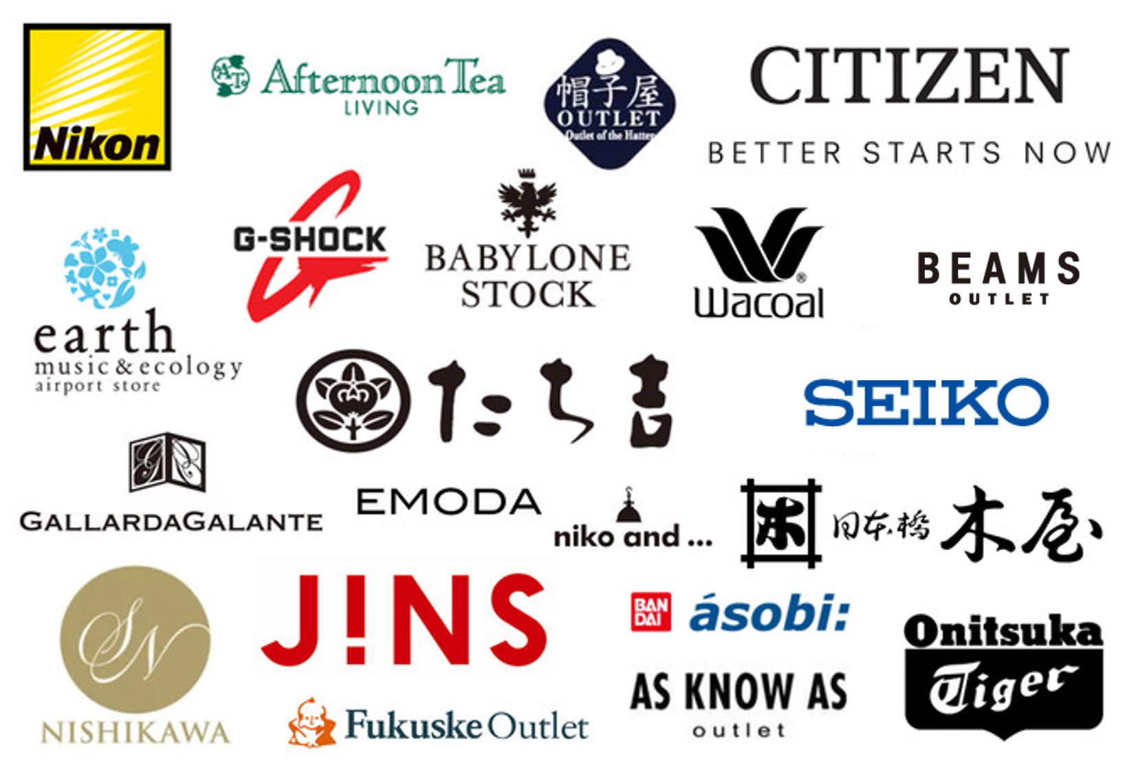 三井奥特莱斯购物城 木更津的部分日本品牌