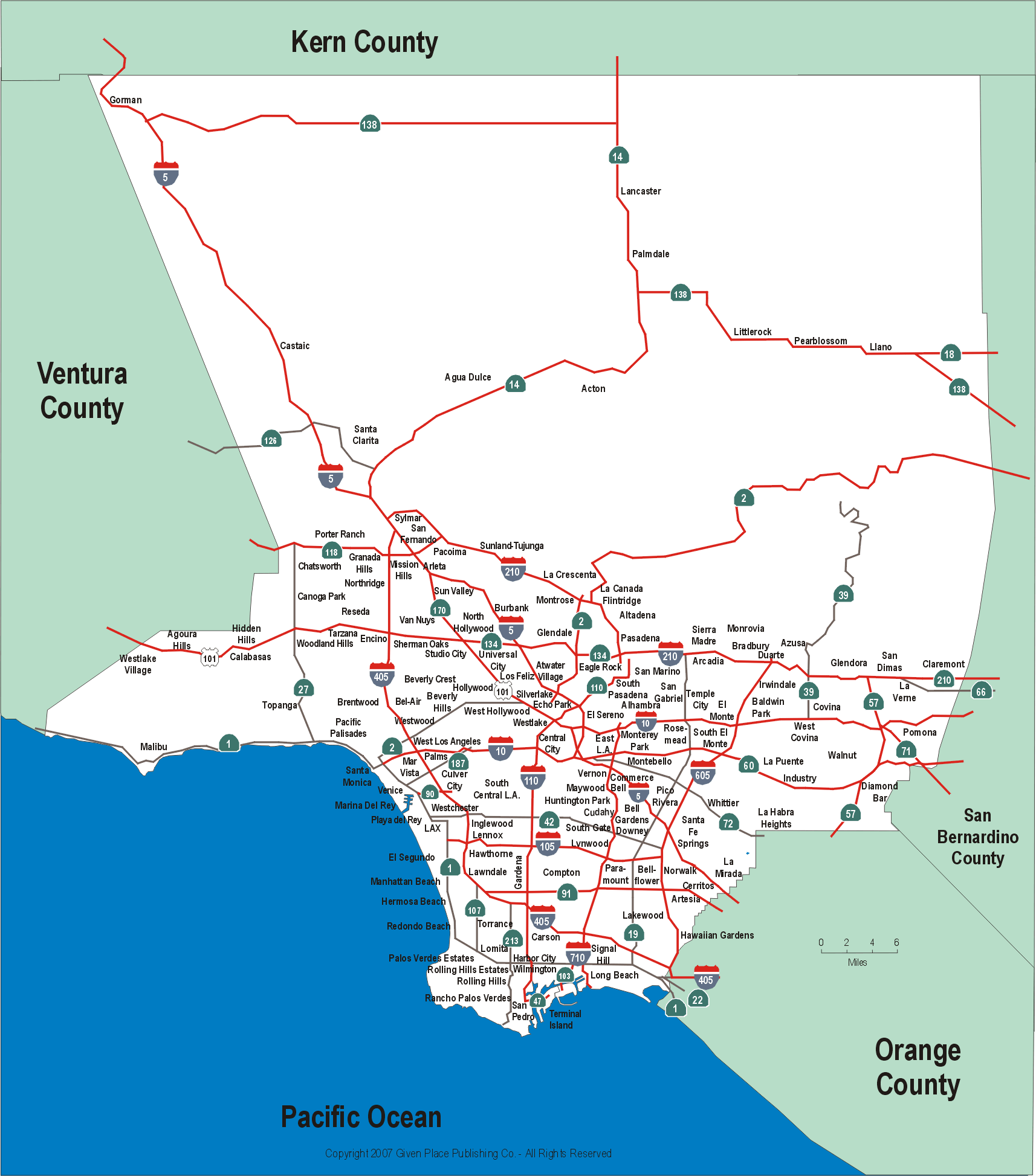 洛杉矶区域划分图图片