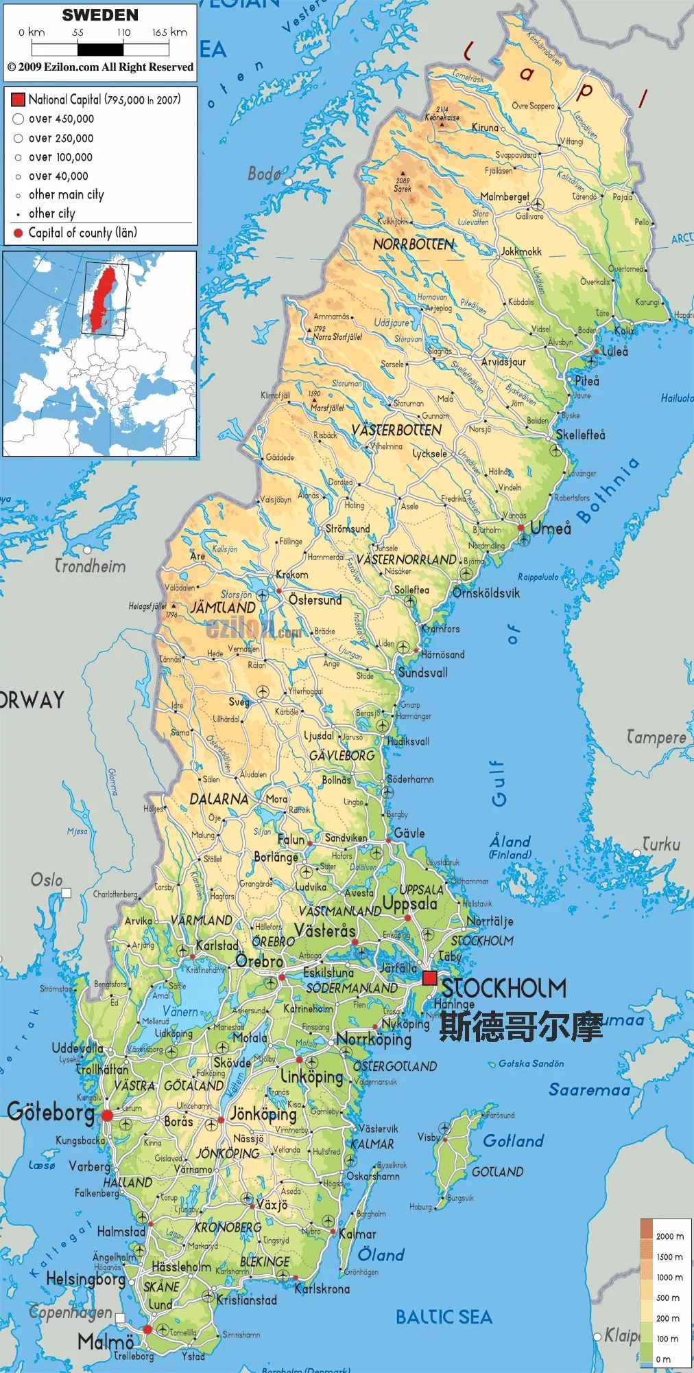 瑞典地图位置图片