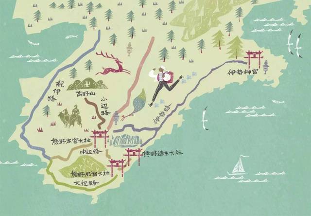 通往熊野的参拜道路主要有5条道路:小边路(连接高野山),伊势路(连接三