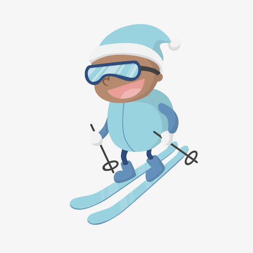 双板滑雪卡通画图片