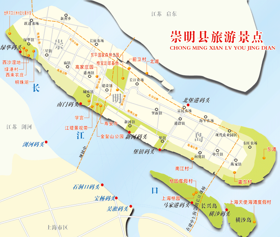 崇明岛行政区划图图片